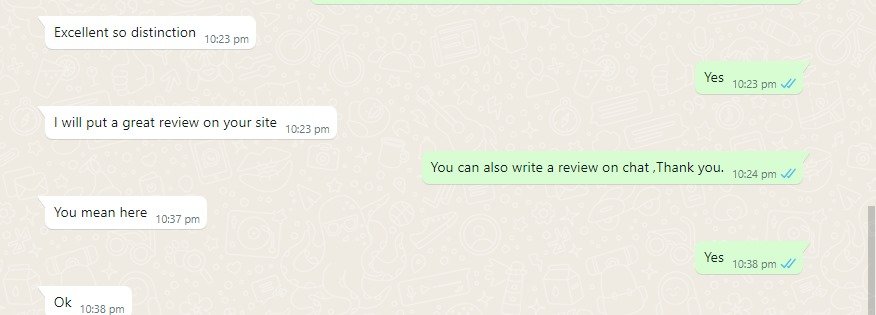 Client feedback screenshot